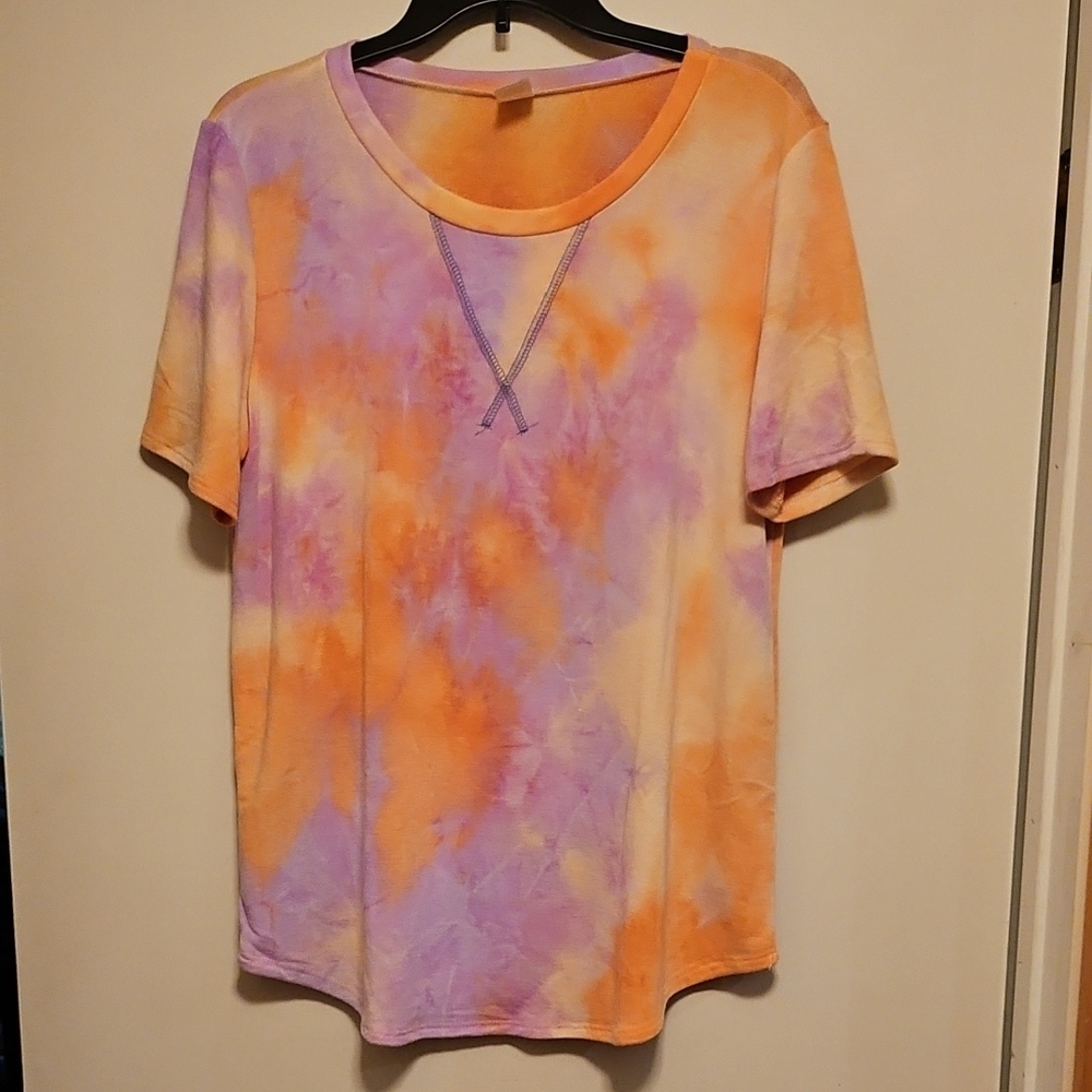 Vibrant Orange and Purple Tie-Dye Women's Tee
